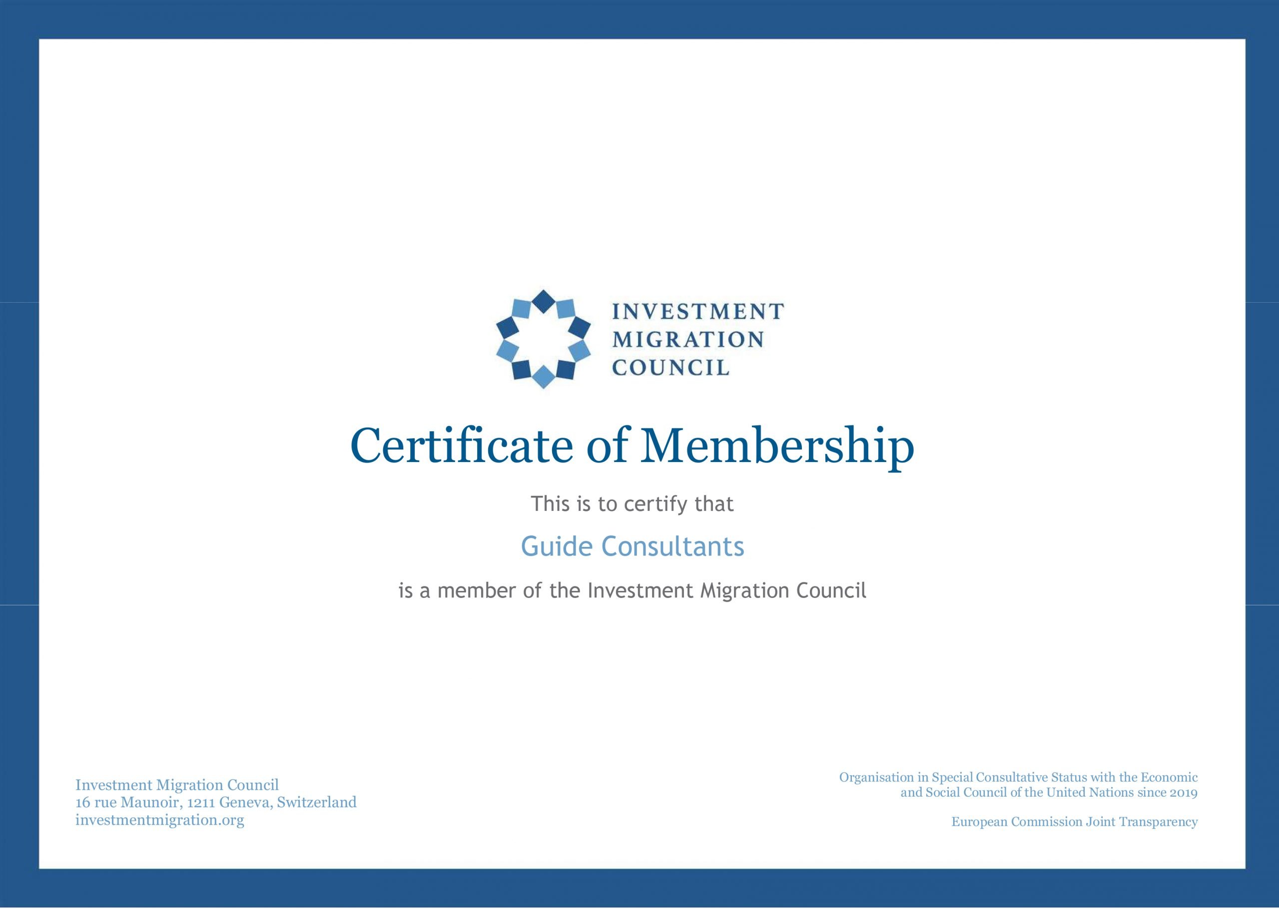 Guide Consultants becomes a member of the Investment Migration Council